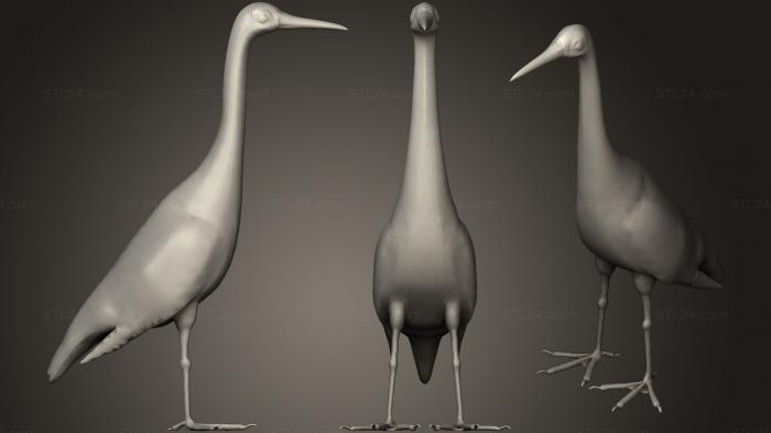 Статуэтки животных (Белая цапля, STKJ_0912) 3D модель для ЧПУ станка